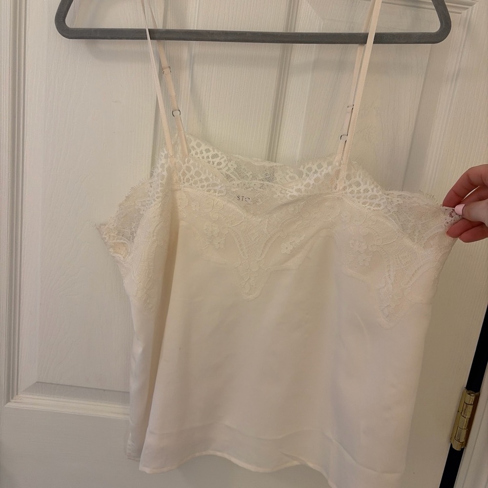 Storia Cream Lace-Trim Satin Cami